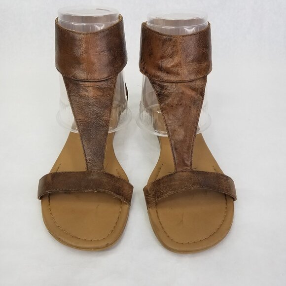 Franco Sarto Gelato Sandals Womens 6 Caramel Brown Leather Zipper Heel Gladiator - Picture 3 of 14